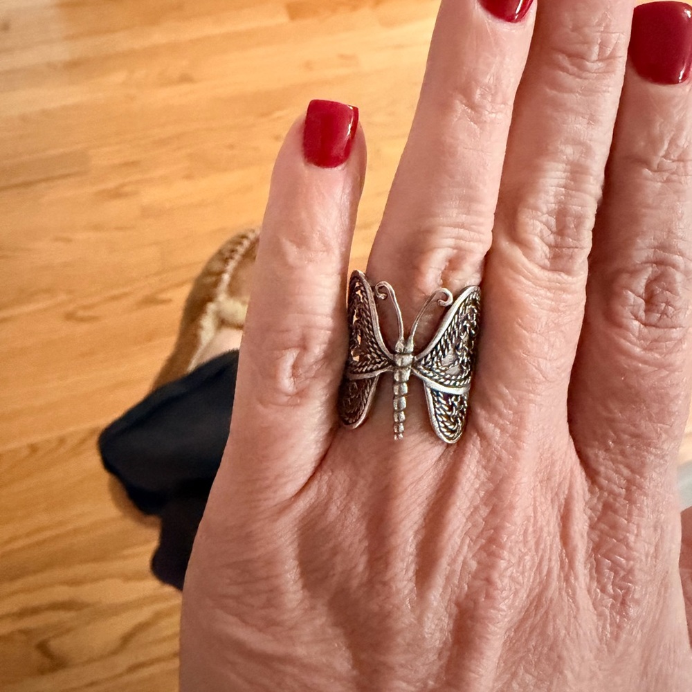 Sterling Silver 925 Butterfly Ring. Size 8. Offers Entertained